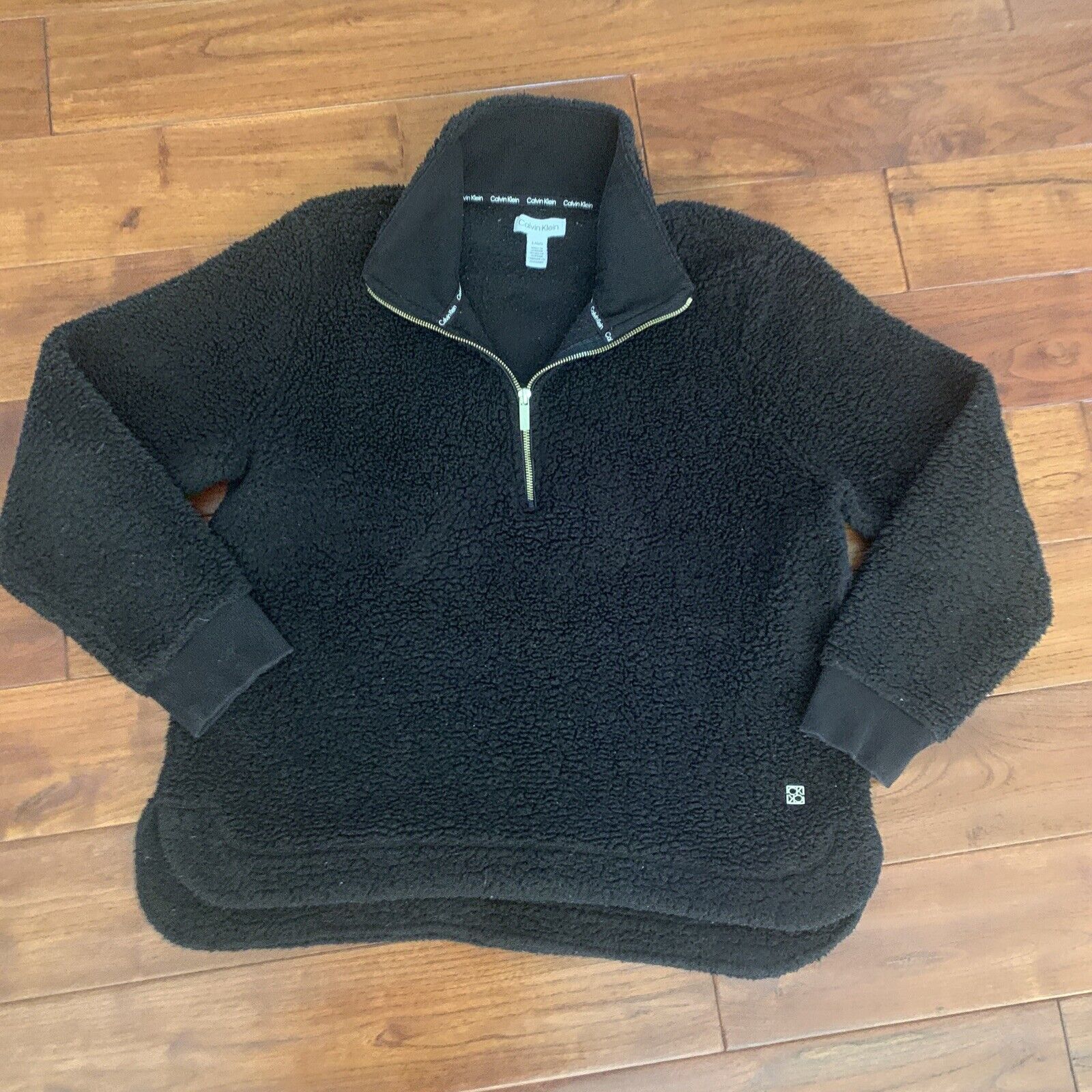 Calvin Klein Women’s Black Sherpa 1/2 Zip Pullover Size Large